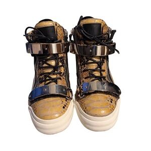Giuseppe Zanotti Python Print High Top Sneakers Metallic Buckle EU 40 US Men's 7